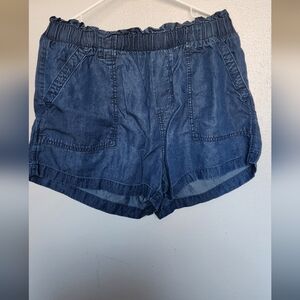 Denim Blue Elastic Waist Shorts